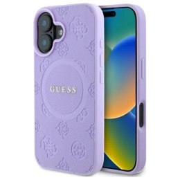 Oryginalne Etui IPHONE 16 PLUS Guess Hardcase Saffiano Peony Classic Logo MagSafe (GUHMP16MPSAPSMEU) fioletowe