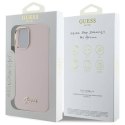 Oryginalne Etui IPHONE 16 PLUS Guess Hardcase Silicone Script Metal Logo & Frame (GUHCP16MSMBSLP) różowe