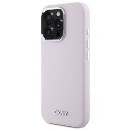 Oryginalne Etui IPHONE 16 PRO DKNY Hardcase Liquid Silicone Small Metal Logo MagSafe (DKHMP16LSMCHLP) różowe