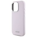 Oryginalne Etui IPHONE 16 PRO DKNY Hardcase Liquid Silicone Small Metal Logo MagSafe (DKHMP16LSMCHLP) różowe