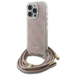 Oryginalne Etui IPHONE 16 PRO Guess Hardcase Crossbody Cord 4G Print (GUHCP16LHC4SEP) różowe