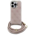 Oryginalne Etui IPHONE 16 PRO Guess Hardcase Crossbody Cord 4G Print (GUHCP16LHC4SEP) różowe