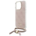 Oryginalne Etui IPHONE 16 PRO Guess Hardcase Crossbody Cord 4G Print (GUHCP16LHC4SEP) różowe