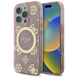 Oryginalne Etui IPHONE 16 PRO Guess Hardcase IML Peony On 4G Background MagSafe (GUHMP16LH4PYEEP) różowe