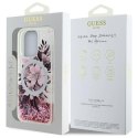 Oryginalne Etui IPHONE 16 PRO Guess Hardcase Liquid Glitter Flower MagSafe (GUHMP16LLFMWTP) różowe