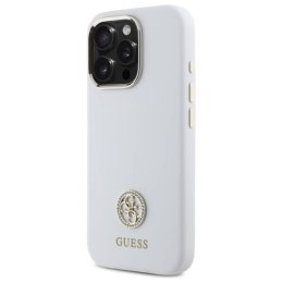 Oryginalne Etui IPHONE 16 PRO Guess Hardcase Silicone Logo Strass 4G (GUHCP16LM4DGPH) białe