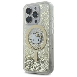 Oryginalne Etui IPHONE 16 PRO Hello Kitty Hardcase Liquid Glitter Fever MagSafe (HKHMP16LLGDIH) złoto-białe