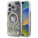 Oryginalne Etui IPHONE 16 PRO Hello Kitty Hardcase Liquid Glitter Fever MagSafe (HKHMP16LLGDIK) czarno-złote