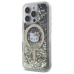 Oryginalne Etui IPHONE 16 PRO Hello Kitty Hardcase Liquid Glitter Fever MagSafe (HKHMP16LLGDIK) czarno-złote