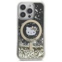 Oryginalne Etui IPHONE 16 PRO Hello Kitty Hardcase Liquid Glitter Fever MagSafe (HKHMP16LLGDIK) czarno-złote