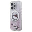 Oryginalne Etui IPHONE 16 PRO Hello Kitty Hardcase Liquid Glitter Sweet Kitty Bows MagSafe (HKHMP16LLSWKH) białe