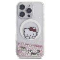 Oryginalne Etui IPHONE 16 PRO Hello Kitty Hardcase Liquid Glitter Sweet Kitty Bows MagSafe (HKHMP16LLSWKH) białe