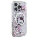 Oryginalne Etui IPHONE 16 PRO Hello Kitty Hardcase Liquid Glitter Sweet Kitty Bows MagSafe (HKHMP16LLSWKH) białe