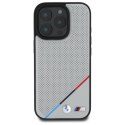 Oryginalne Etui IPHONE 16 PRO MAX BMW Hardcase M Perforated Tricolor Line MagSafe (BMHMP16X23PUPDG) szare