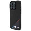 Oryginalne Etui IPHONE 16 PRO MAX BMW Hardcase M Perforated Tricolor Line MagSafe (BMHMP16X23PUPDK) czarne