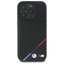 Oryginalne Etui IPHONE 16 PRO MAX BMW Hardcase M Perforated Tricolor Line MagSafe (BMHMP16X23PUPDK) czarne