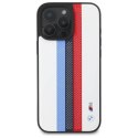 Oryginalne Etui IPHONE 16 PRO MAX BMW Hardcase M Perforated Tricolor Printed Stripes MagSafe (BMHMP16X23PUPTH) białe