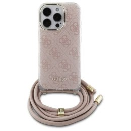 Oryginalne Etui IPHONE 16 PRO MAX Guess Hardcase Crossbody Cord 4G Print (GUHCP16XHC4SEP) różowe