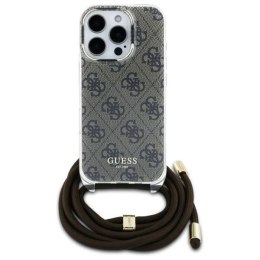 Oryginalne Etui IPHONE 16 PRO MAX Guess Hardcase Crossbody Cord 4G Print (GUHCP16XHC4SEW) brązowe