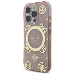 Oryginalne Etui IPHONE 16 PRO MAX Guess Hardcase IML Peony On 4G Background MagSafe (GUHMP16XH4PYEEP) różowe