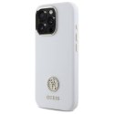 Oryginalne Etui IPHONE 16 PRO MAX Guess Hardcase Silicone Logo Strass 4G (GUHCP16XM4DGPH) białe