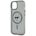 Oryginalne Etui IPHONE 15 Karl Lagerfeld Hardcase IML Metal Choupette Head MagSafe (KLHMP15SHLSCHK) czarne