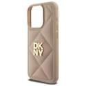 Oryginalne Etui IPHONE 15 PRO DKNY Quilted Stack Logo (DKHCP15LPQDSLE) beżowe