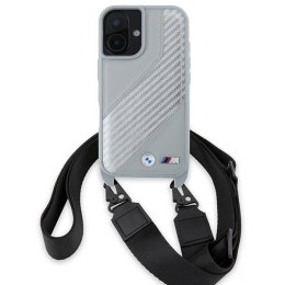 Oryginalne Etui IPHONE 16 BMW Hardcase M Edition Carbon Stripe & Strap (BMHCP16S23PSCCG) szare