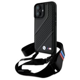 Oryginalne Etui IPHONE 16 BMW Hardcase M Edition Carbon Stripe & Strap (BMHCP16S23PSCCK) czarne