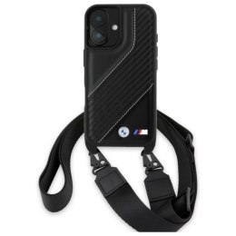 Oryginalne Etui IPHONE 16 BMW Hardcase M Edition Carbon Stripe & Strap (BMHCP16S23PSCCK) czarne