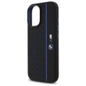 Oryginalne Etui IPHONE 16 BMW Hardcase Silicone Hexagon Blue Line MagSafe (BMHMP16S23SHEB) czarne