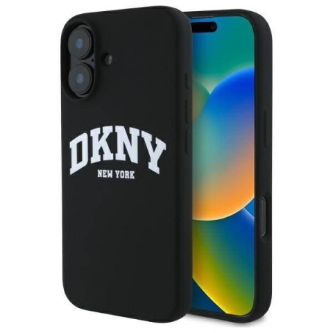 Oryginalne Etui IPHONE 16 DKNY Hardcase Silicone White Printed Logo MagSafe (DKHMP16SSNYACH) czarne