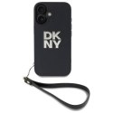 Oryginalne Etui IPHONE 16 DKNY Hardcase Wrist Strap Stock Logo (DKHCP16SPBSWSK) czarne