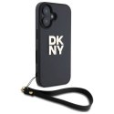 Oryginalne Etui IPHONE 16 DKNY Hardcase Wrist Strap Stock Logo (DKHCP16SPBSWSK) czarne