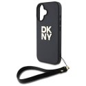 Oryginalne Etui IPHONE 16 DKNY Hardcase Wrist Strap Stock Logo (DKHCP16SPBSWSK) czarne