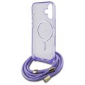 Oryginalne Etui IPHONE 16 Guess Hardcase Crossbody Cord Script MagSafe (GUHMP16SHCTSGNSU) fioletowe