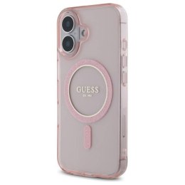 Oryginalne Etui IPHONE 16 Guess Hardcase IML Glitter Circle MagSafe (GUHMP16SHFGEREP) różowe