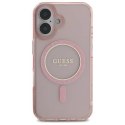 Oryginalne Etui IPHONE 16 Guess Hardcase IML Glitter Circle MagSafe (GUHMP16SHFGEREP) różowe