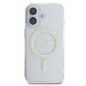 Oryginalne Etui IPHONE 16 Guess Hardcase IML Glitter Circle MagSafe (GUHMP16SHFGERET) transparentne