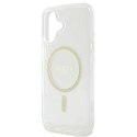 Oryginalne Etui IPHONE 16 Guess Hardcase IML Glitter Circle MagSafe (GUHMP16SHFGERET) transparentne