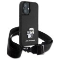 Oryginalne Etui IPHONE 16 Karl Lagerfeld Hardcase Saffiano Karl&Choupette Metal Pin CBDY Strap (KLHCP16SSAKCPBK) czarne