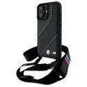 Oryginalne Etui IPHONE 16 PLUS BMW Hardcase M Edition Carbon Stripe & Strap (BMHCP16M23PSCCK) czarne