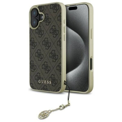 Oryginalne Etui IPHONE 16 PLUS Guess Hardcase 4G Charms Collection (GUHCP16MGF4GBR) brązowe