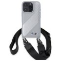 Oryginalne Etui IPHONE 16 PRO BMW Hardcase M Edition Carbon Stripe & Strap (BMHCP16L23PSCCG) szare