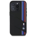 Oryginalne Etui IPHONE 16 PRO BMW Hardcase Silicone Cut Tricolor Lines MagSafe (BMHMP16L23SCUK) czarne