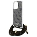 Oryginalne Etui IPHONE 16 PRO Guess Hardcase Crossbody Cord 4G Print (GUHCP16LHC4SEW) brązowe