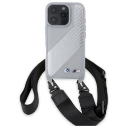 Oryginalne Etui IPHONE 16 PRO MAX BMW Hardcase M Edition Carbon Stripe & Strap (BMHCP16X23PSCCG) szare