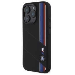 Oryginalne Etui IPHONE 16 PRO MAX BMW Hardcase Silicone Cut Tricolor Lines MagSafe (BMHMP16X23SCUK) czarne