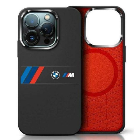 Oryginalne Etui IPHONE 16 PRO MAX BMW Hardcase Silicone Middle Stripe MagSafe (BMHMP16X23SAXK) czarne