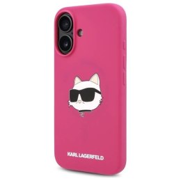 Oryginalne Etui IPHONE 16 Karl Lagerfeld Hardcase Silicone Choupette Head Print MagSafe (KLHMP16SSCHPPLF) fuksja